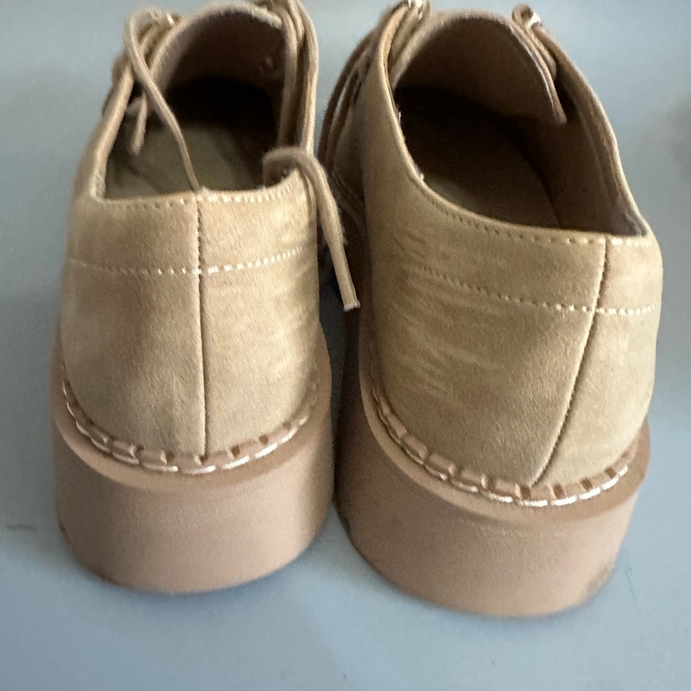 No Boundaries Womens Tan Faux Suede Platform Wallabee Oxfords Size 8 Lug Sole - Picture 5 of 5
